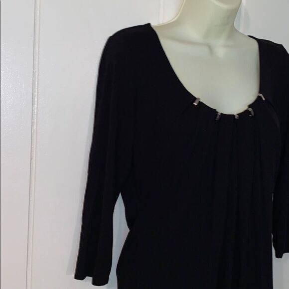 WHBM black knit top with “studded” neck - Picture 4 of 8